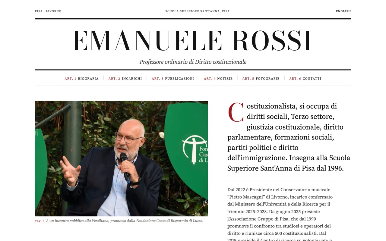 Portada de la web de Emanuele Rossi